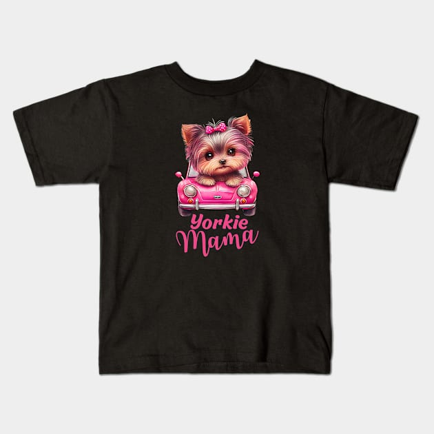 Yorkie mama Kids T-Shirt by Yula Creative